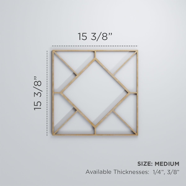 Ekena Millwork Medium Hudson Decorative Fretwork Wood Wall Panels, Cherry, 15 3/8"W x 15 3/8"H x 3/8"T - WALW16X16X0375HSNCH
