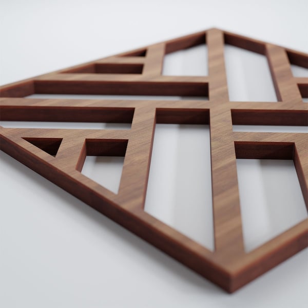 Ekena Millwork Extra Small Killeen Decorative Fretwork Wood Wall Panels, Walnut, 7 3/8"W x 7 3/8"H x 3/8"T - WALW08X08X0375KLNWA