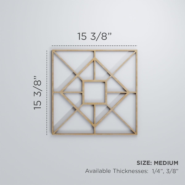 Ekena Millwork Medium Jamestown Decorative Fretwork Wood Wall Panels, Hickory, 15 3/8"W x 15 3/8"H x 3/8"T - WALW16X16X0375JTNHI