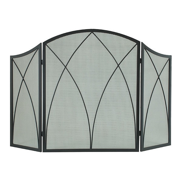 Pleasant Hearth Arched Fireplace Screen, 39" W 31" H, 12" L, Black Finish, Steel - 959