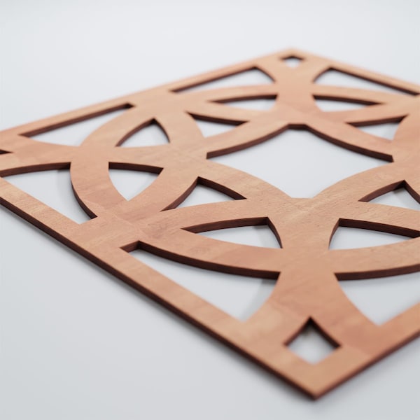 Ekena Millwork Large Brownsville Decorative Fretwork Wood Wall Panels, Cherry, 23 3/8"W x 23 3/8"H x 3/8"T - WALW24X24X0375BNECH