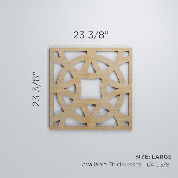 Ekena Millwork Large Brownsville Decorative Fretwork Wood Wall Panels, Cherry, 23 3/8"W x 23 3/8"H x 3/8"T - WALW24X24X0375BNECH