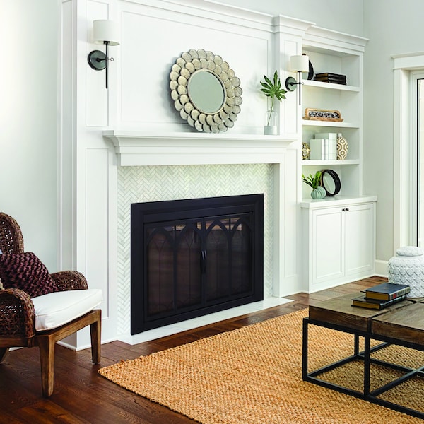 Fireplace Glass Doors Collin Large Black - CI-3502BL