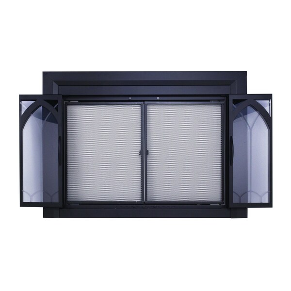 Fireplace Glass Doors Collin Large Black - CI-3502BL