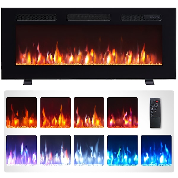 Edendirect 40'' Freestanding and Wall Mounted Electric Fireplace, Black, Multi Color Flame - EF450B
