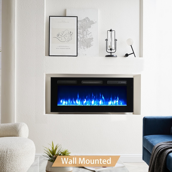 Edendirect 40'' Freestanding and Wall Mounted Electric Fireplace, Black, Multi Color Flame - EF450B