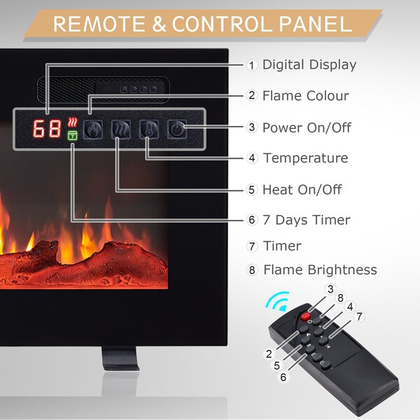 Edendirect 40'' Freestanding and Wall Mounted Electric Fireplace, Black, Multi Color Flame - EF450B