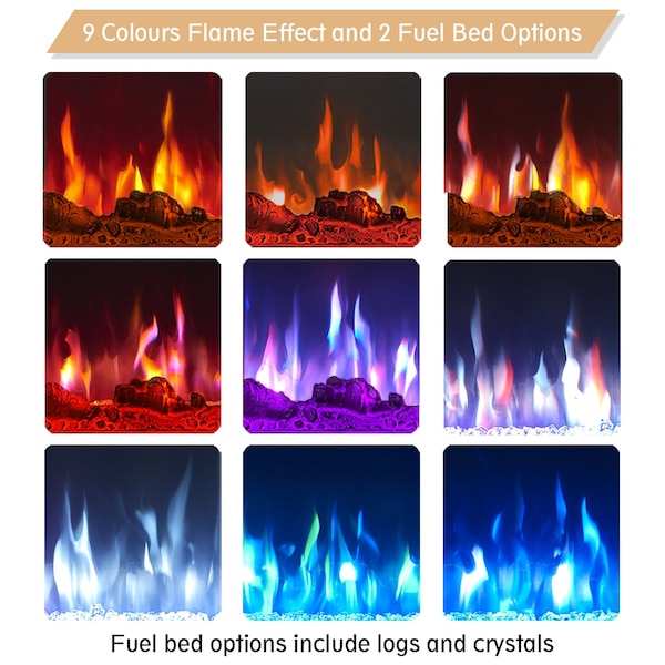Edendirect 40'' Freestanding and Wall Mounted Electric Fireplace, Black, Multi Color Flame - EF450B