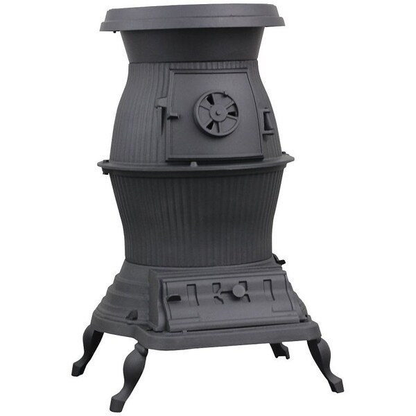 Us Stove Co Railroad Potbelly Stove, 29 in W, 2214 in D, 3212 in H, 75,000 Btu Heating, Cast Iron - 1869/PB65XL