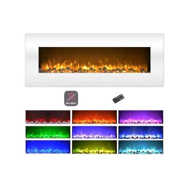 Hastings Home Electric Fireplace, Wall Mounted Color Changing LED Flame, NO HEAT, with Multiple Decorative Options - 981685VZO