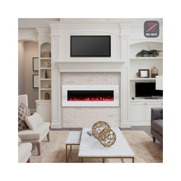Hastings Home Electric Fireplace, Wall Mounted Color Changing LED Flame, NO HEAT, with Multiple Decorative Options - 981685VZO