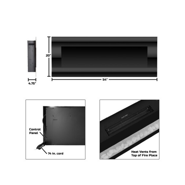 Hastings Home Hastings Home 54-inch Electric Fireplace, Wall Mount, Front Vent, LED Flame and Remote Control - 905948PJJ