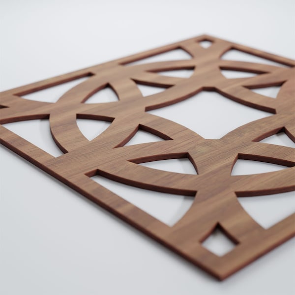 Ekena Millwork Large Brownsville Decorative Fretwork Wood Wall Panels, Walnut, 23 3/8"W x 23 3/8"H x 3/8"T - WALW24X24X0375BNEWA