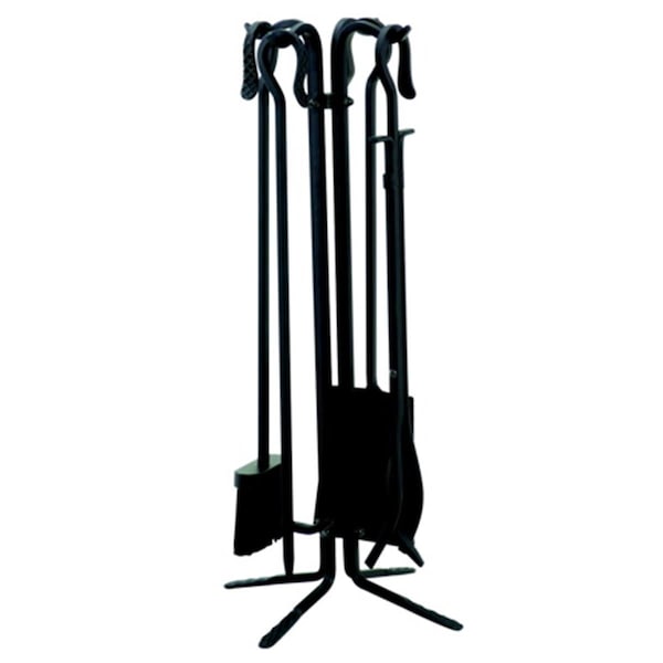 Blueprints 5 PC BLACK WROUGHT ITON FIRESET WITH CROOK HANDLES - BL2674776