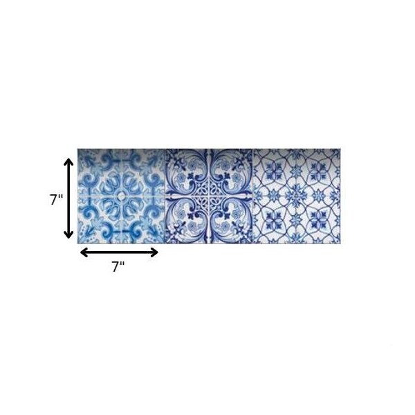 Homeroots 7 x 7 in. Mediterranean Blues Mosaic Peel & Stick Tiles - 400033