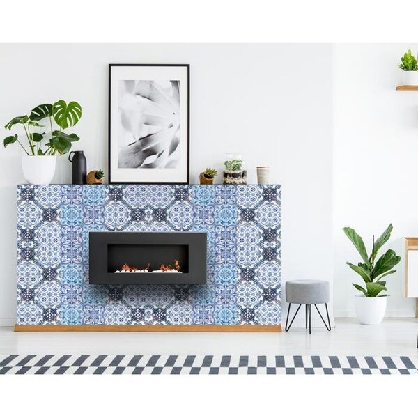 Homeroots 7 x 7 in. Mediterranean Blues Mosaic Peel & Stick Tiles - 400033