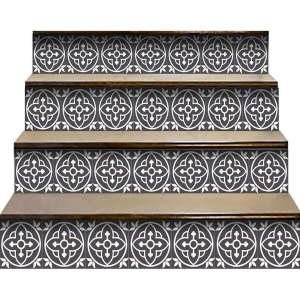 Homeroots 8 x 8 in. Tulipa Gray & White Peel & Stick Removable Tiles - 399899