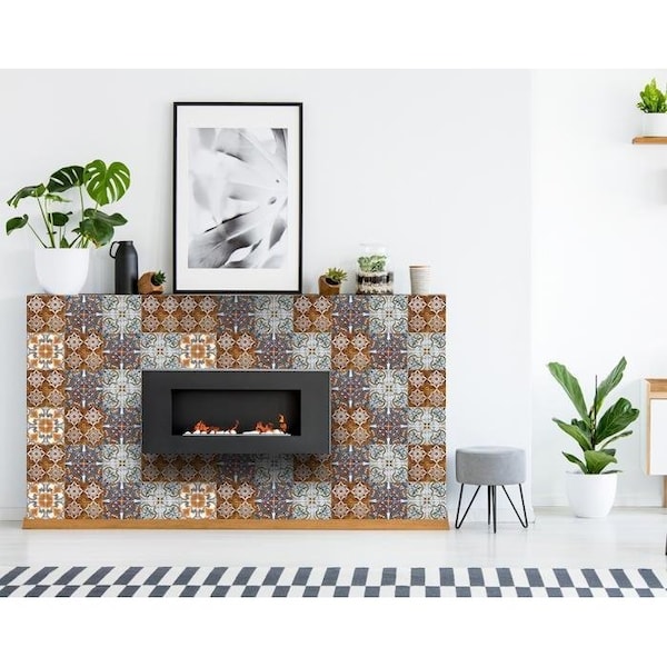 Homeroots 4 x 4 in. Rustico Linda Removable Brown Peel & Stick Tiles - 400275