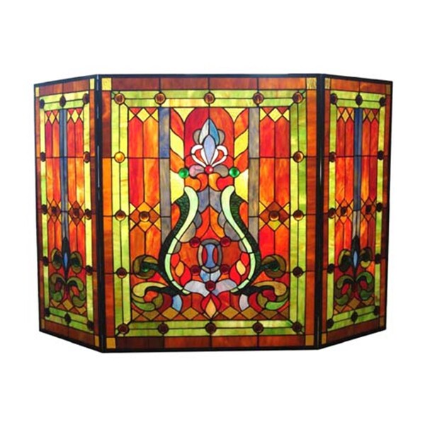 Chloe Lighting 44 In. Lighting Tiffany Stained Glass Folding Victorian Fireplace Screen, 3Pk - CH1F323RV44-GFS