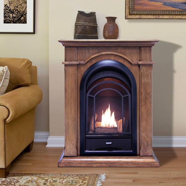 Procom Dual Fuel Ventless Gas Fireplace System With Corner Combo Mantel - PCS150T-A-TA