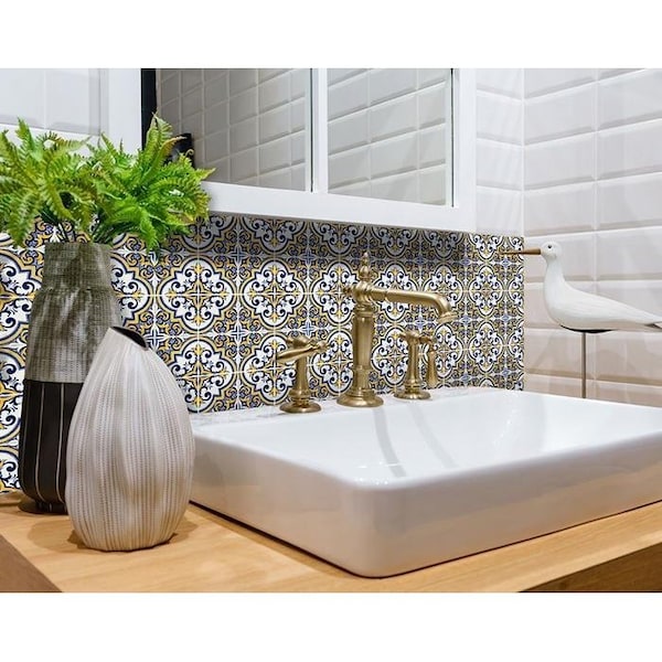 Homeroots 6 x 6 in. Neutral Yellow Gina Peel & Stick Removable Tiles - 400182