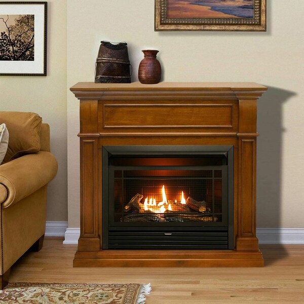 Duluth Forge Dual Fuel Ventless Gas Fireplace With Mantel - 26,000 Btu, Remote - DFS-300R-4AS