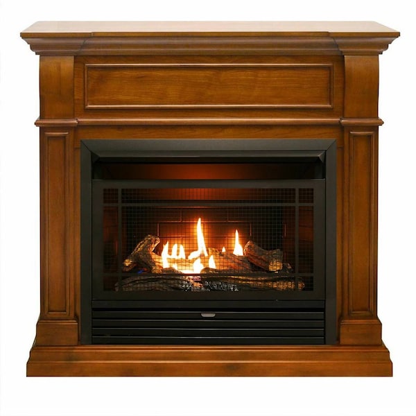 Duluth Forge Dual Fuel Ventless Gas Fireplace With Mantel - 26,000 Btu, Remote - DFS-300R-4AS