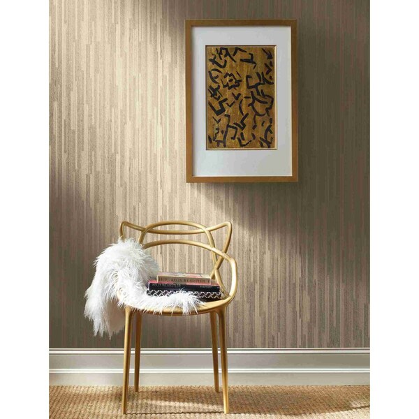 York Wallcoverings Vertical Plumb Soft Gold Metallic Wallpaper - NV5504