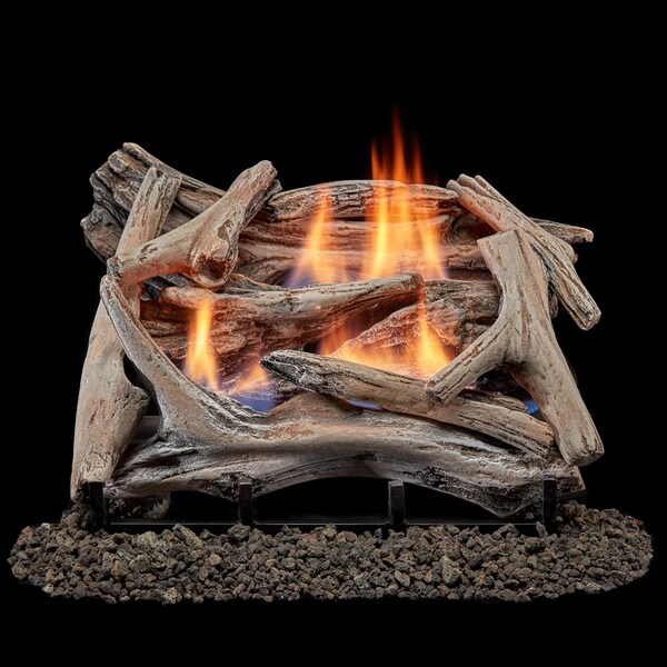 Bluegrass Living Vent Free Dual Fuel Gas Log Set, 18 in Drift Wood, 30,000 BTU, Remote Control - B18DR-UL2