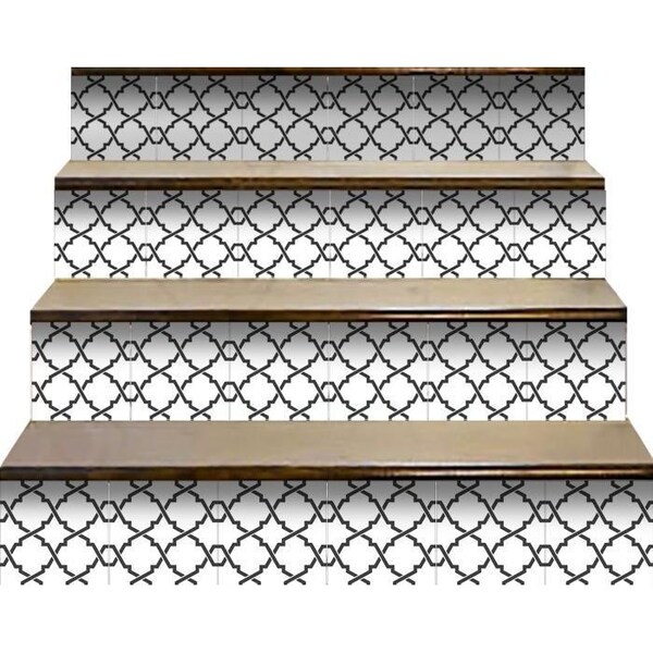 Homeroots 7 x 7 in. Black & White Prism Peel & Stick Removable Tiles - 399913
