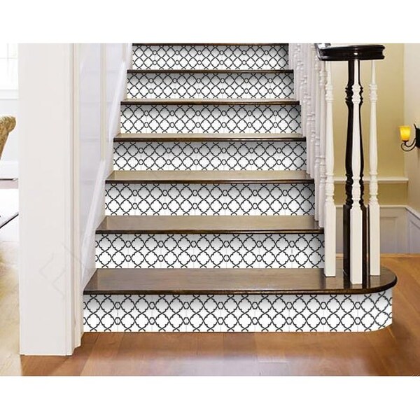 Homeroots 7 x 7 in. Black & White Prism Peel & Stick Removable Tiles - 399913