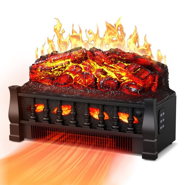 Edendirect 20.53'' Freestanding Electric Fireplace, Whitish Gray Logs, Remote Control, 750Ws/1500Ws - L250S