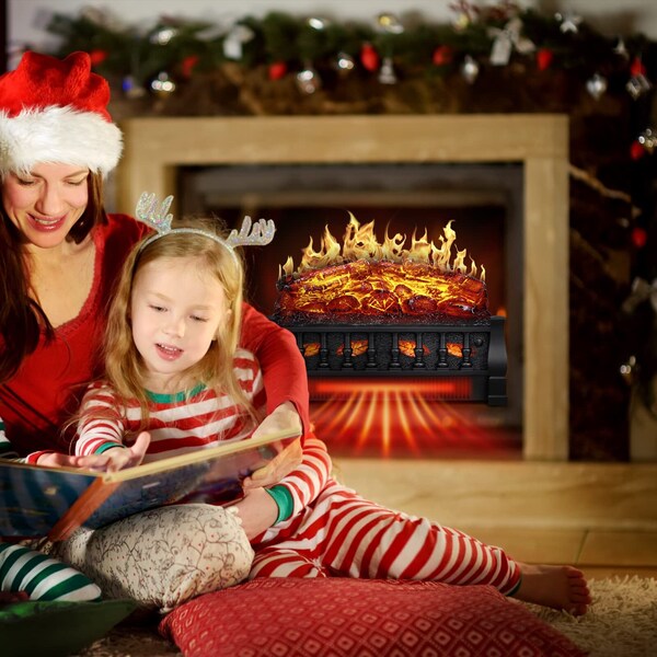 Edendirect 20.53'' Freestanding Electric Fireplace, Whitish Gray Logs, Remote Control, 750Ws/1500Ws - L250S