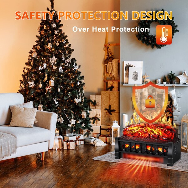Edendirect 20.53'' Freestanding Electric Fireplace, Whitish Gray Logs, Remote Control, 750Ws/1500Ws - L250S