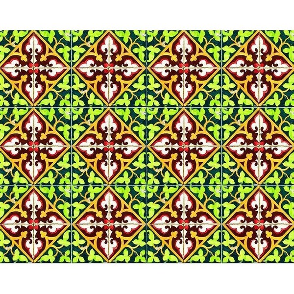Homeroots 8 x 8 in. Green Leva Removable Peel & Stick Tiles - 400299