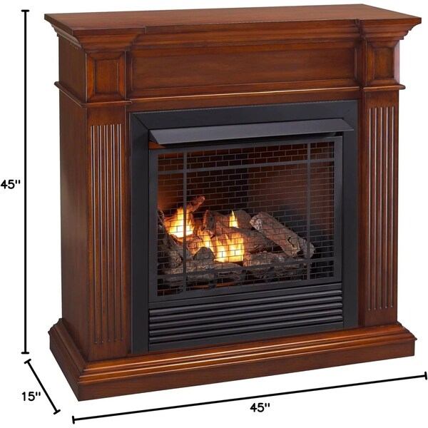 Duluth Forge Dual Fuel Ventless Gas Fireplace W/ Jefferson Series Mantel, 32,000 BTU, Heritage Cherry Finish - FDI32R-J-HC