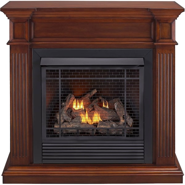 Duluth Forge Dual Fuel Ventless Gas Fireplace W/ Jefferson Series Mantel, 32,000 BTU, Heritage Cherry Finish - FDI32R-J-HC