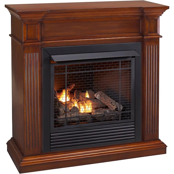 Duluth Forge Dual Fuel Ventless Gas Fireplace W/ Jefferson Series Mantel, 32,000 BTU, Heritage Cherry Finish - FDI32R-J-HC