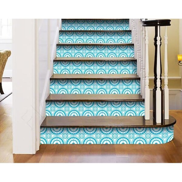 Homeroots 8 x 8 in. Aqua Gerber Removable Peel & Stick Tiles - 400389