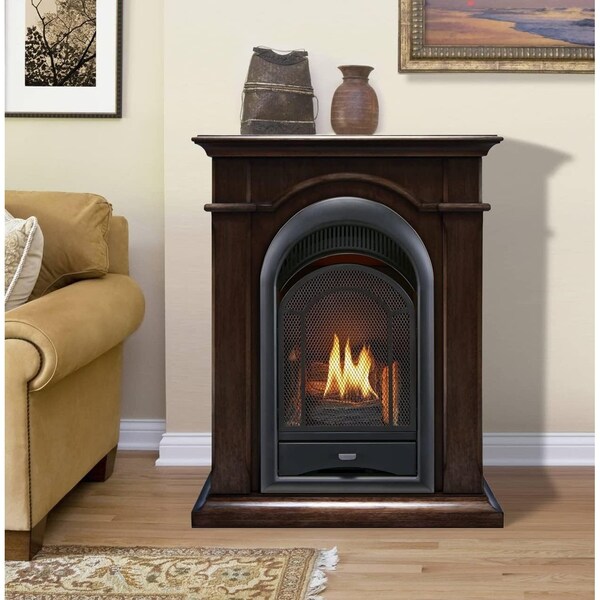 Procom Heating Dual Fuel Vent Free Gas Fireplace System, 15,000 BTU, T-Stat Control, Chocolate Finish - PCS150T-CH