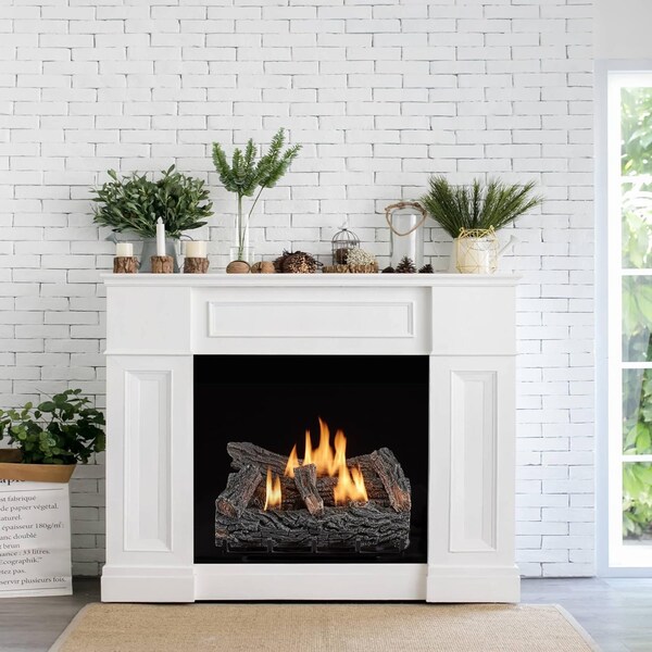Duluth Forge Ventless Natural Gas Log Set, 21 in Winter Oak, 32,000 BTU, Manual Control - DLS-N21M
