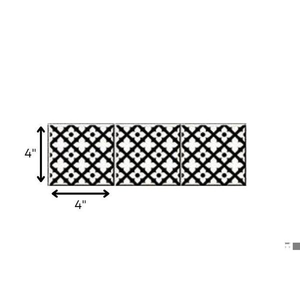 Homeroots 4 x 4 in. Black & White Dia Peel & Stick Removable Tiles - 399940