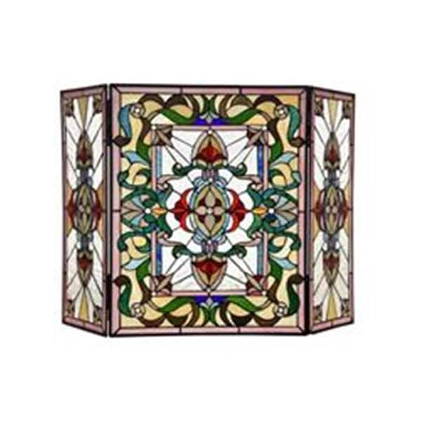 Chloe Lighting 45 in. Innes Tiffany-Style Folding Mission Fireplace Screen, Textured Black - 3 Piece - CH3F200GV44-GFS