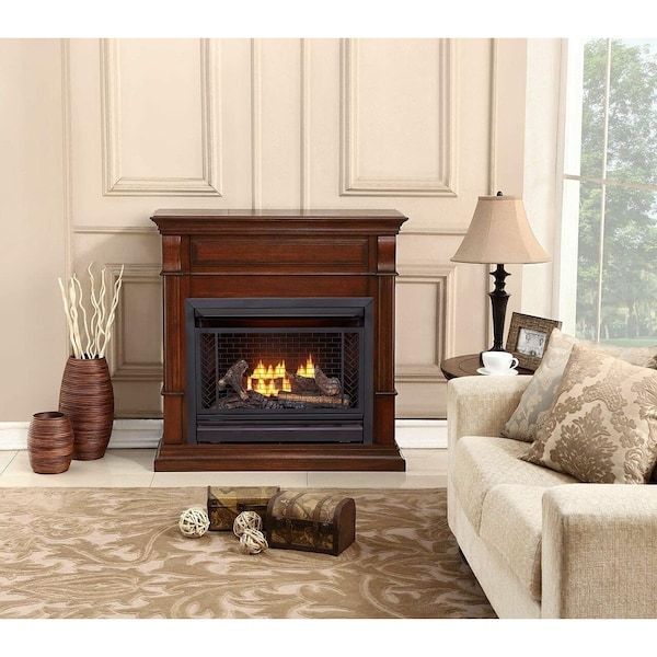 Bluegrass Living Vent Free Natural Gas Fireplace System, 26,000 BTU, Remote Control, Auburn Cherry Finish - B300RTN-2-AC
