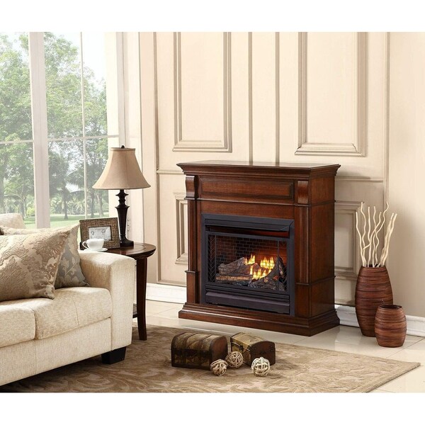 Bluegrass Living Vent Free Natural Gas Fireplace System, 26,000 BTU, Remote Control, Auburn Cherry Finish - B300RTN-2-AC