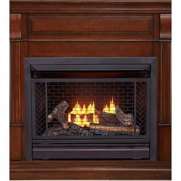 Bluegrass Living Vent Free Natural Gas Fireplace System, 26,000 BTU, Remote Control, Auburn Cherry Finish - B300RTN-2-AC
