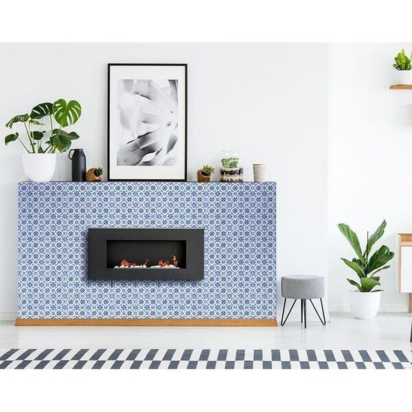 Homeroots 4 x 4 in. Blue Micro Peel & Stick Removable Tiles - 400125
