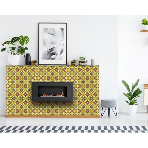 Homeroots 4 x 4 in. Yellow Fortuna Peel & Stick Removable Tiles - 400005