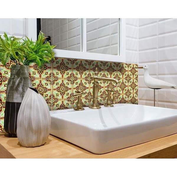 Homeroots 7 x 7 in. Gloria Yellow Removable Peel & Stick Tiles - 400353