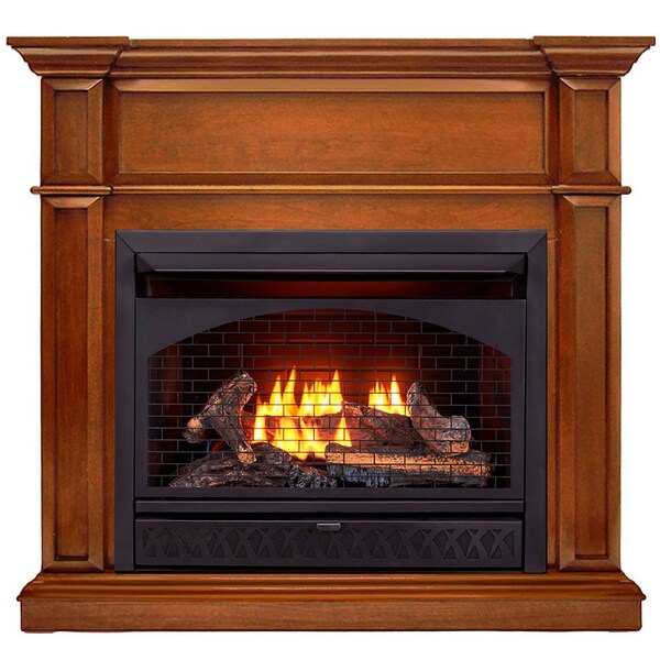 Procom Heating Dual Fuel Vent Free Gas Fireplace System, 26,000 BTU, T-Stat Control, Apple Spice Finish - FBNSD28T-3AS